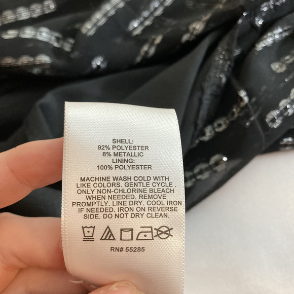 Express Women's Y2K Black‎ Silver Sparkle Dress Size L Going Out Witchy Metallic - Picture 6 of 11